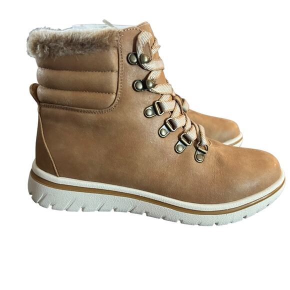 Cliffs by White Mountain Hallet Hiking Boot Bootie NEW Size 8 Wheat Tan Fur Trim - Picture 5 of 11